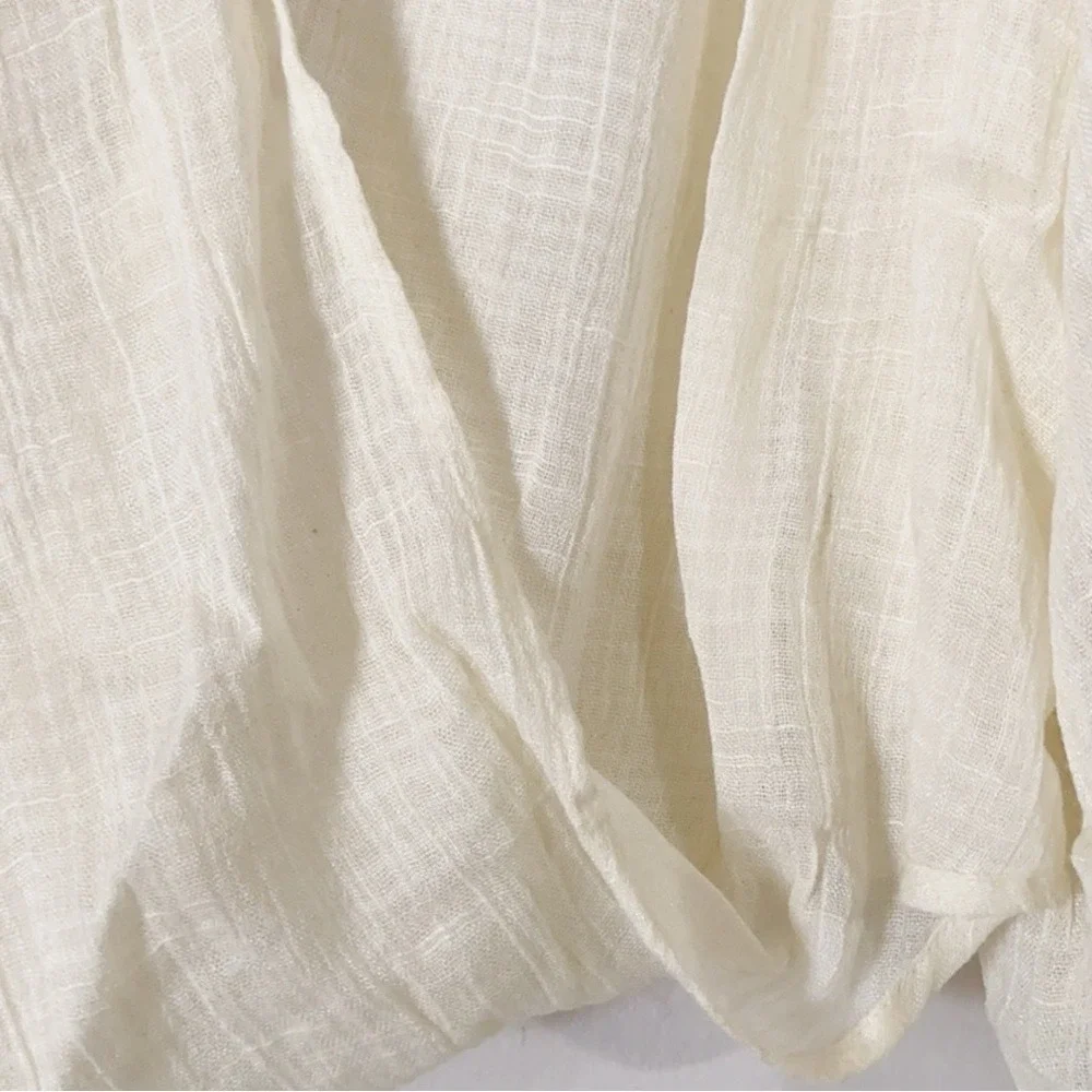Free People Cream‎ Gauze Embroidered Sequin Boho Blouse Top XS